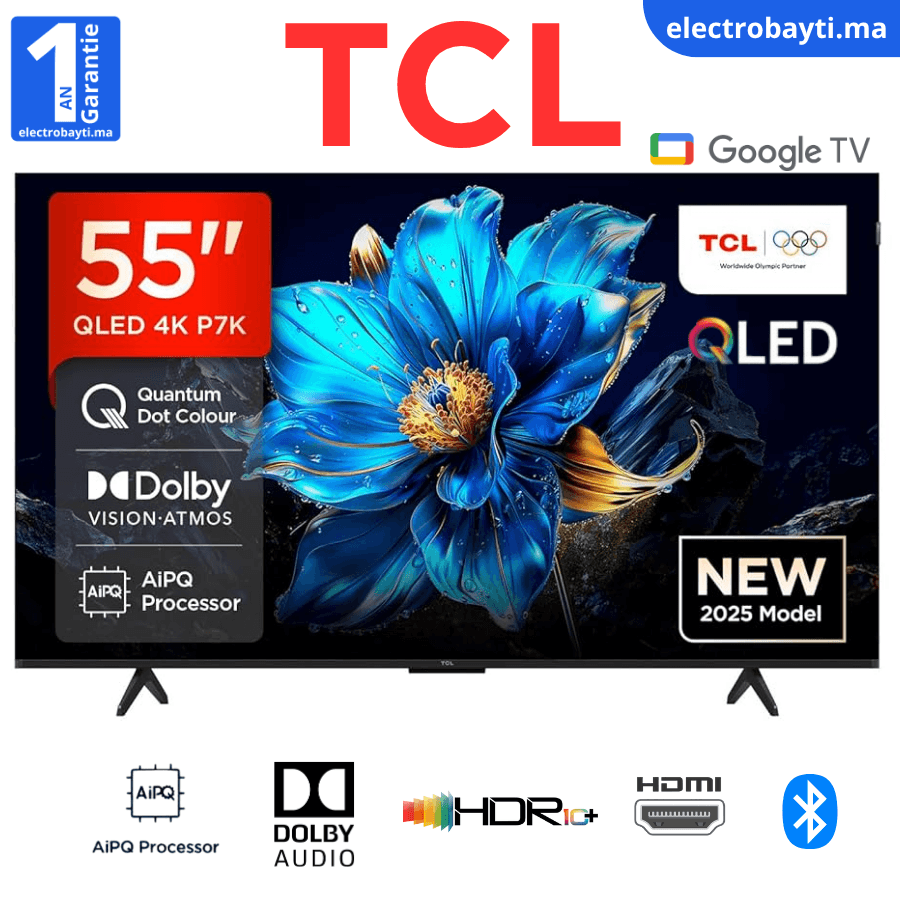 55 GoogleTv - QLED 4K UHD - HDR10+ , Dolby Vision - 55P7K