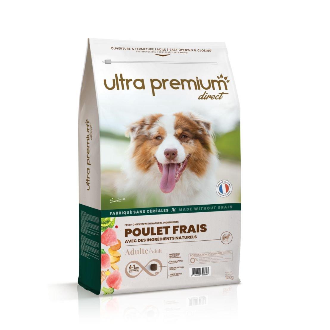 Ultra Premium Croquettes pour Chien sans céréales au poulet frais 12Kg.