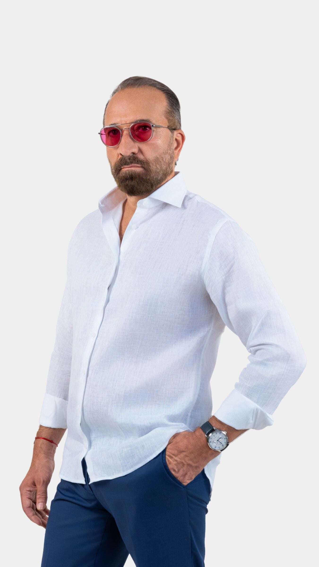 Napoli White Linen Shirt