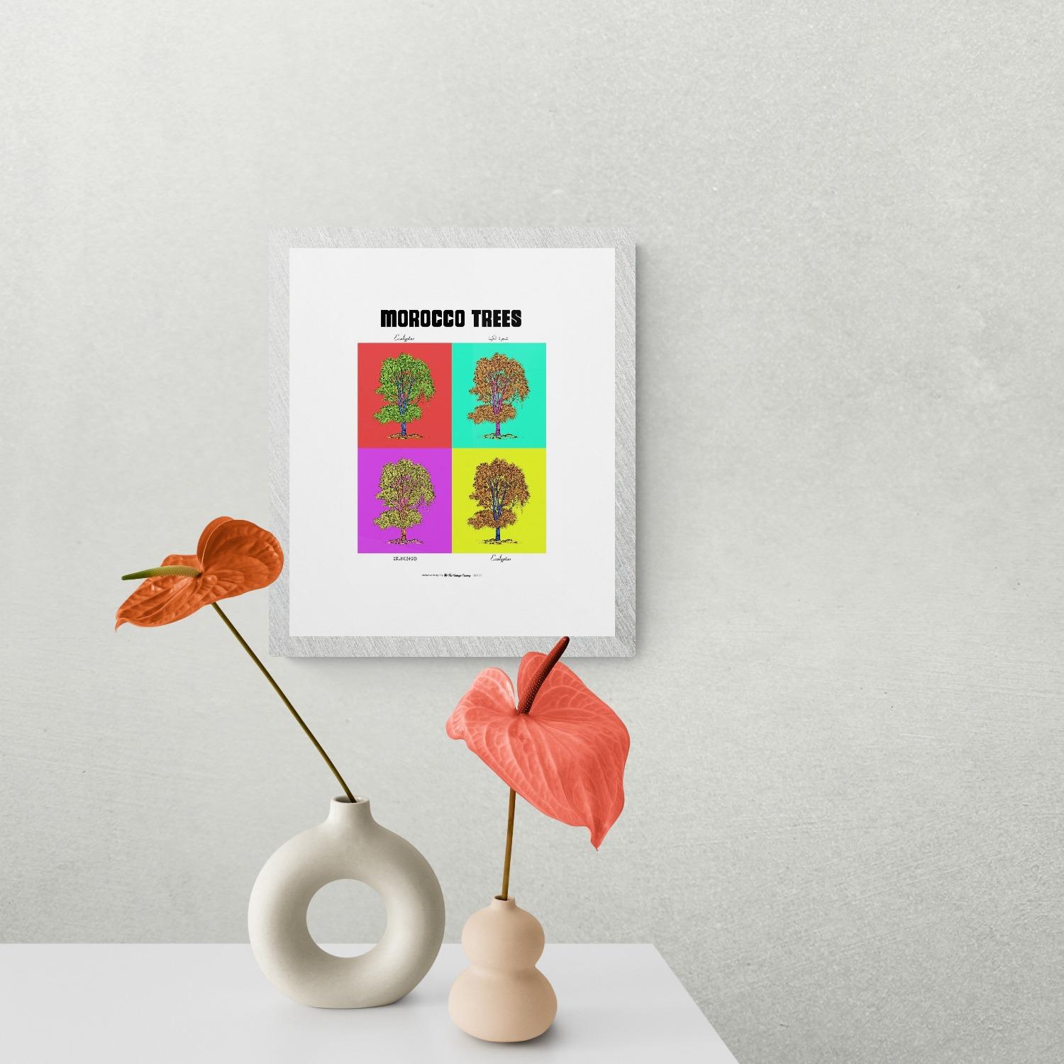 Affiche planche botanique EUCALYPTUS version POP