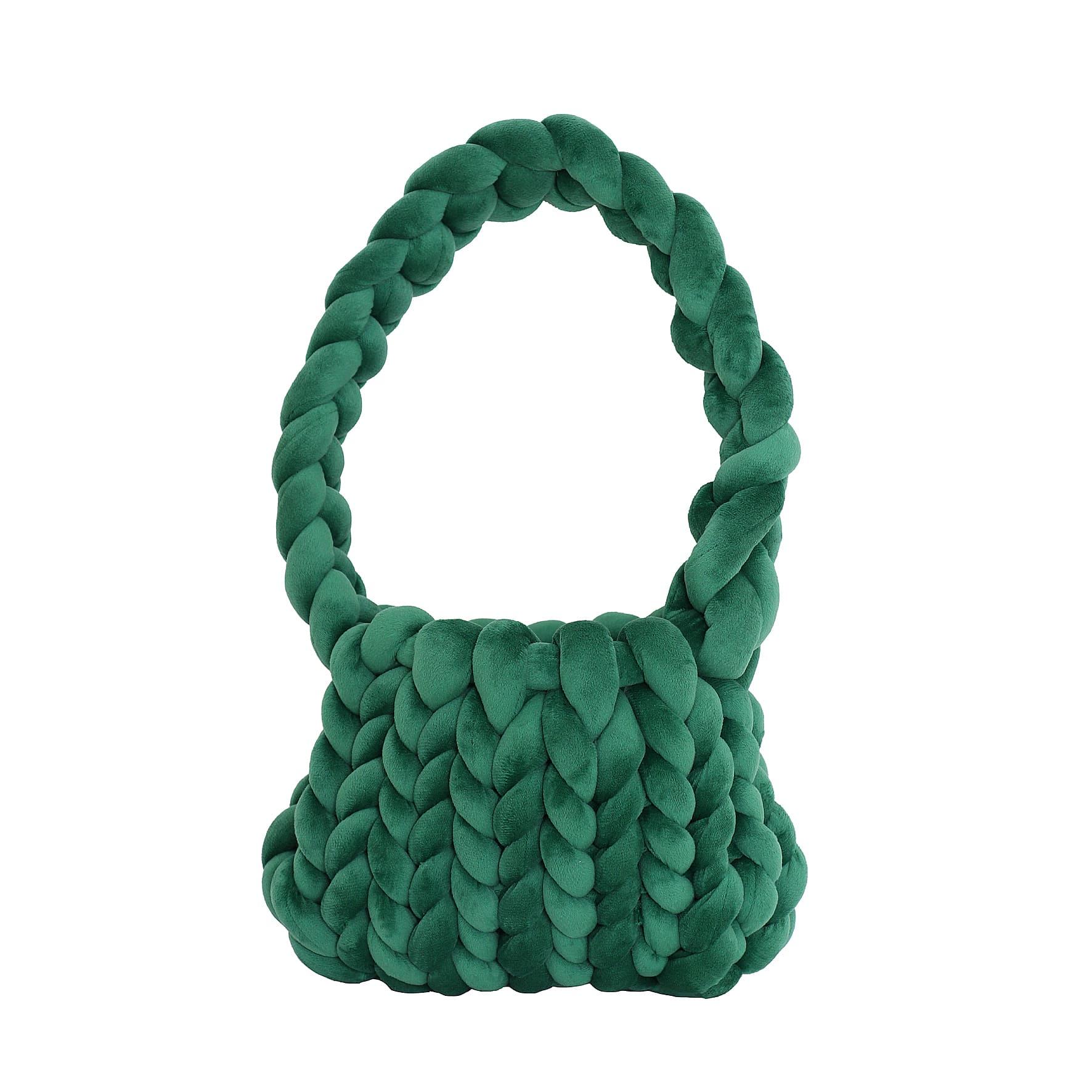 Sac seau tressé vert