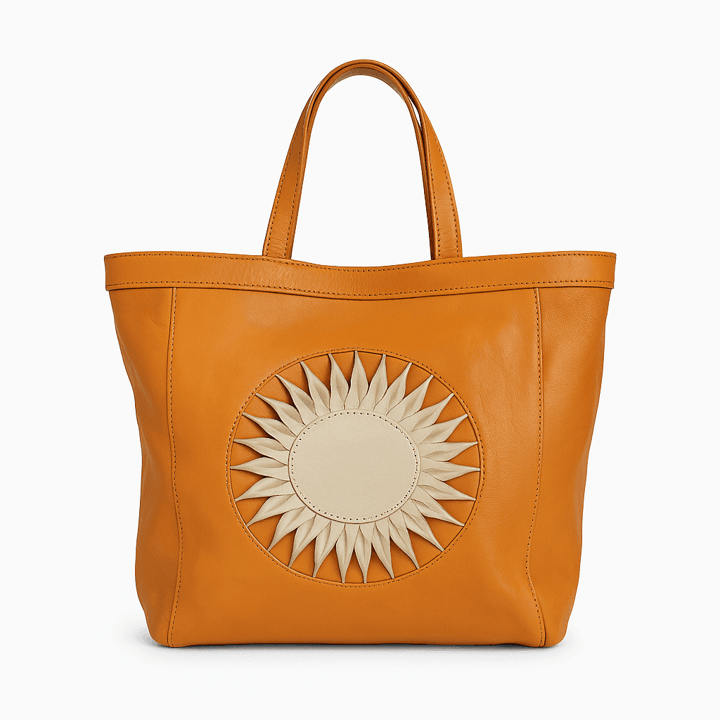 Sac fourre-tout en cuir marocain moutarde fabriqué à la main.