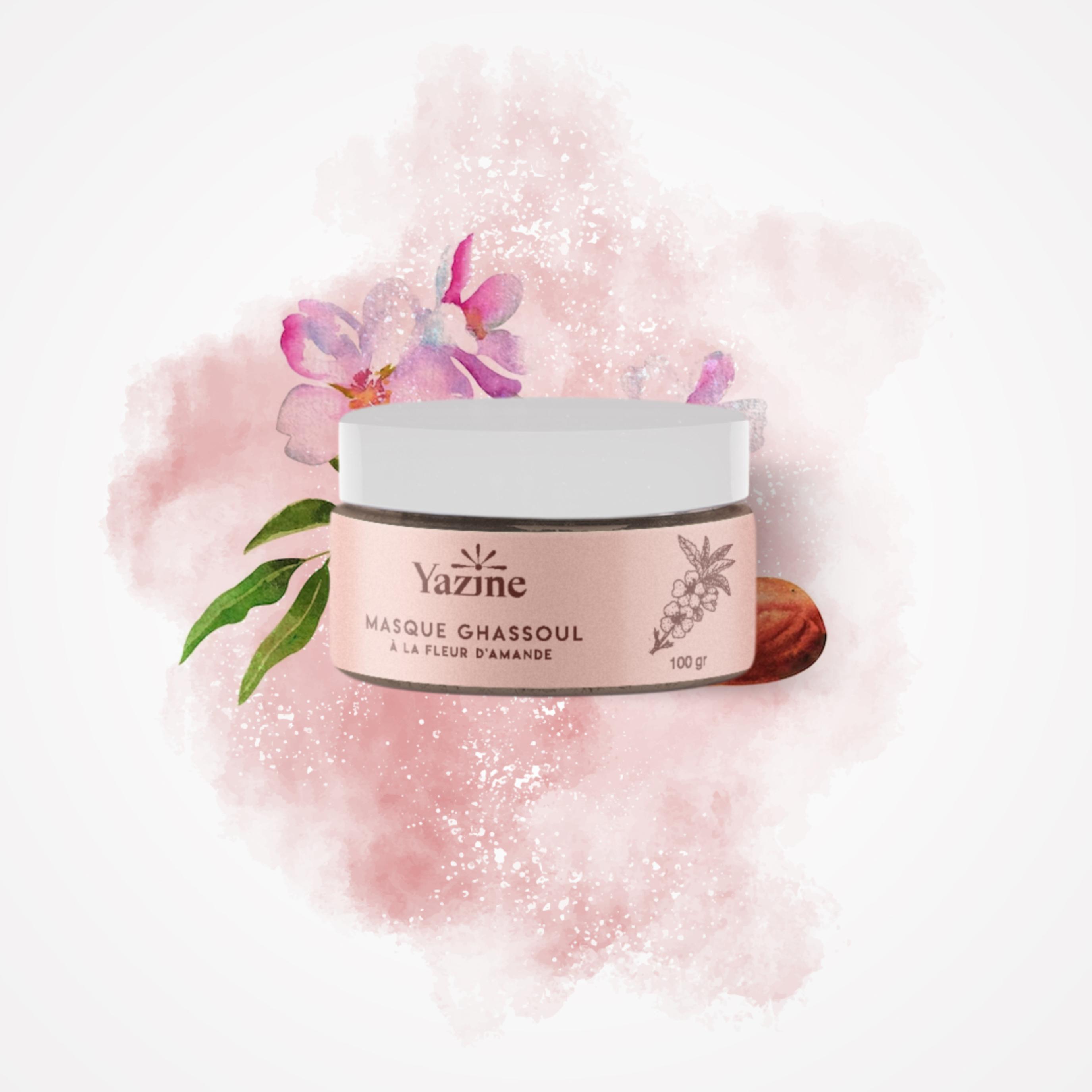 MASQUE GHASSOUL A LA FLEUR D'AMANDE - PURIFIE ET LISSE - VISAGE & CHEVEUX