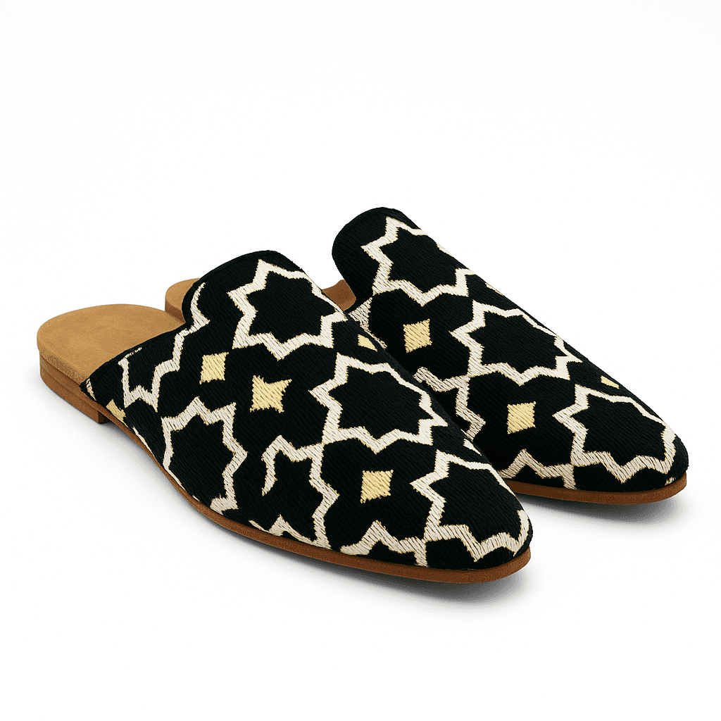 Chaussons mules de luxe pour dames - Faits à la main au Maroc