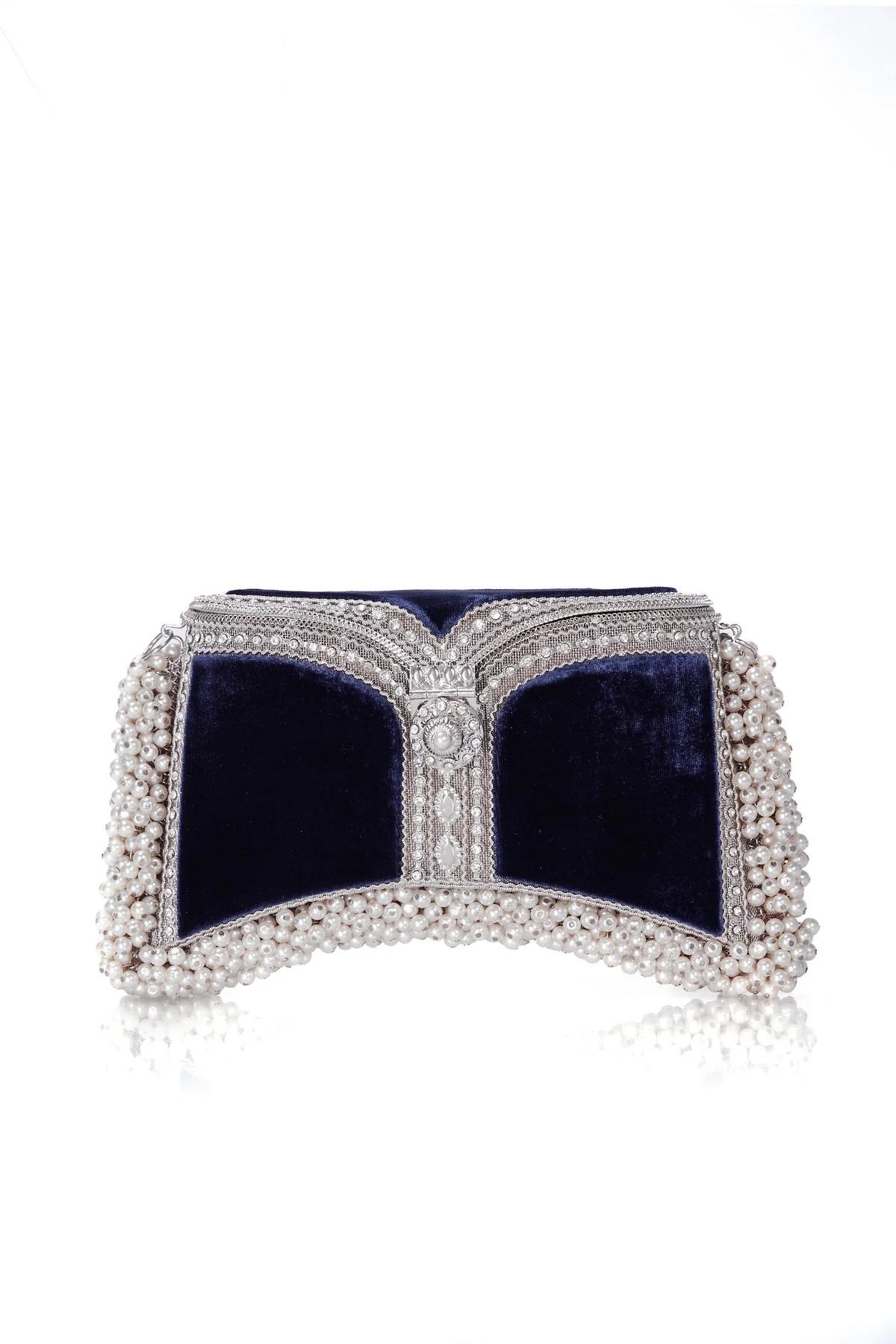 Zeenat Pearl Purse -Midnight Blue
