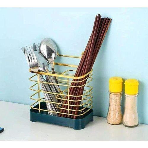Égouttoir porte-couverts en métal avec base en plastique