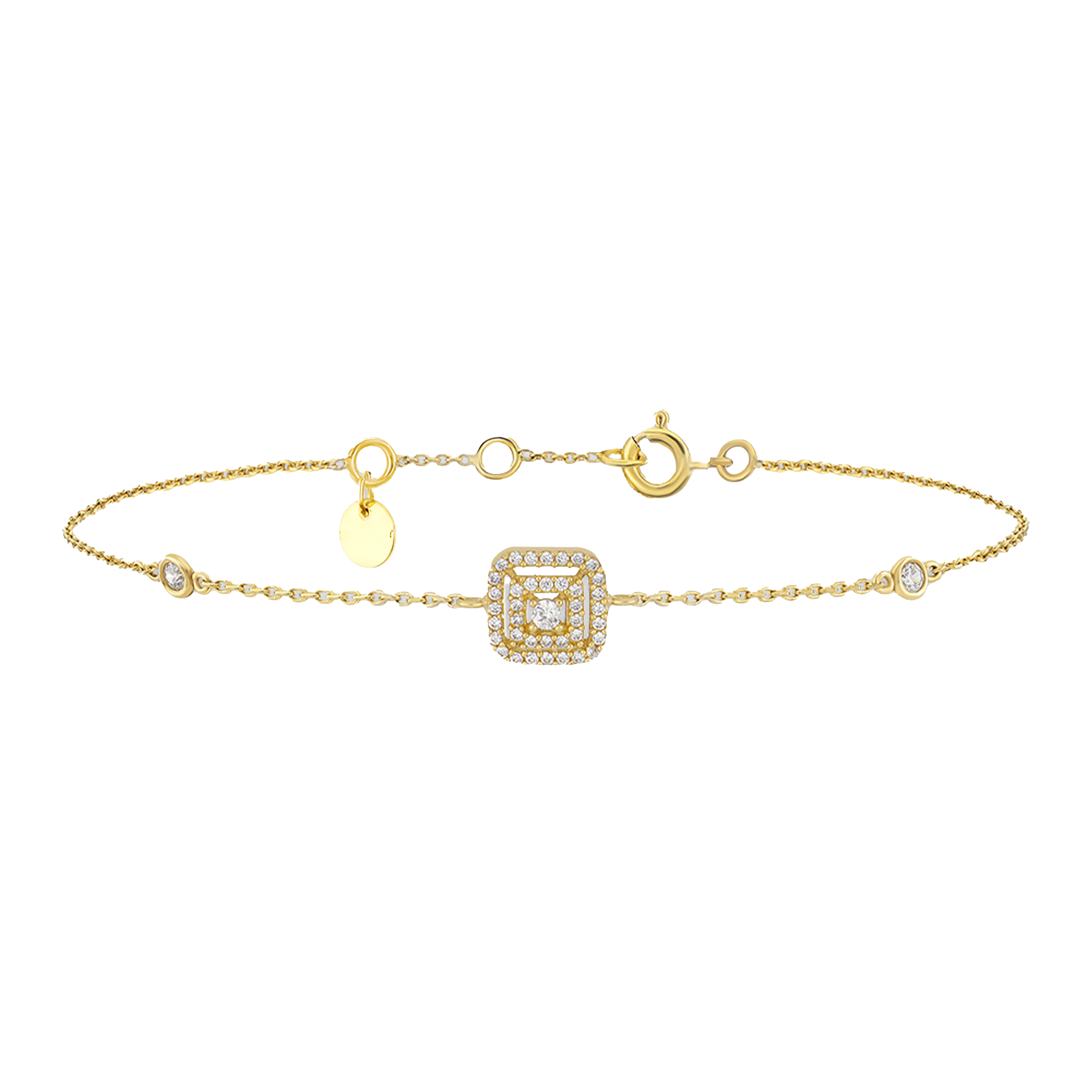 Gourmette Or Jaune 18K & Diamilites – Maillons Pavés, Éclat Moderne, Style Audacieux.