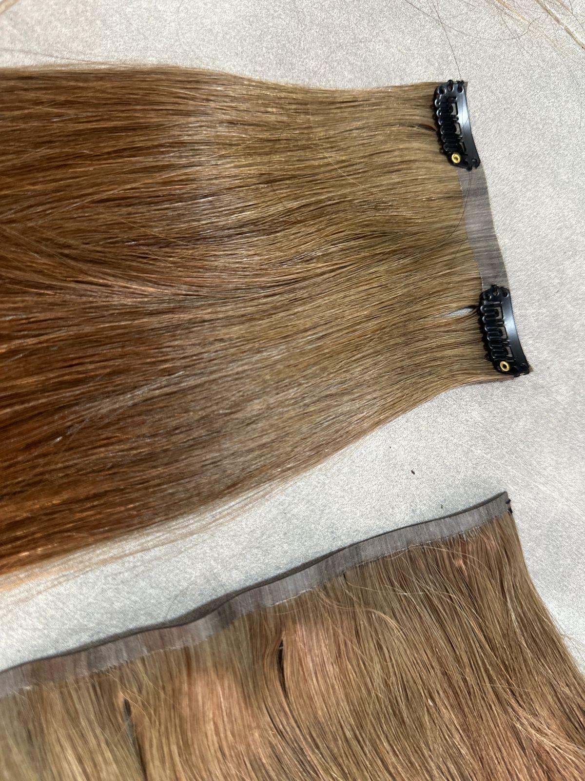 Extension Cheveux Clips Châtain Clair Cendré 7.0