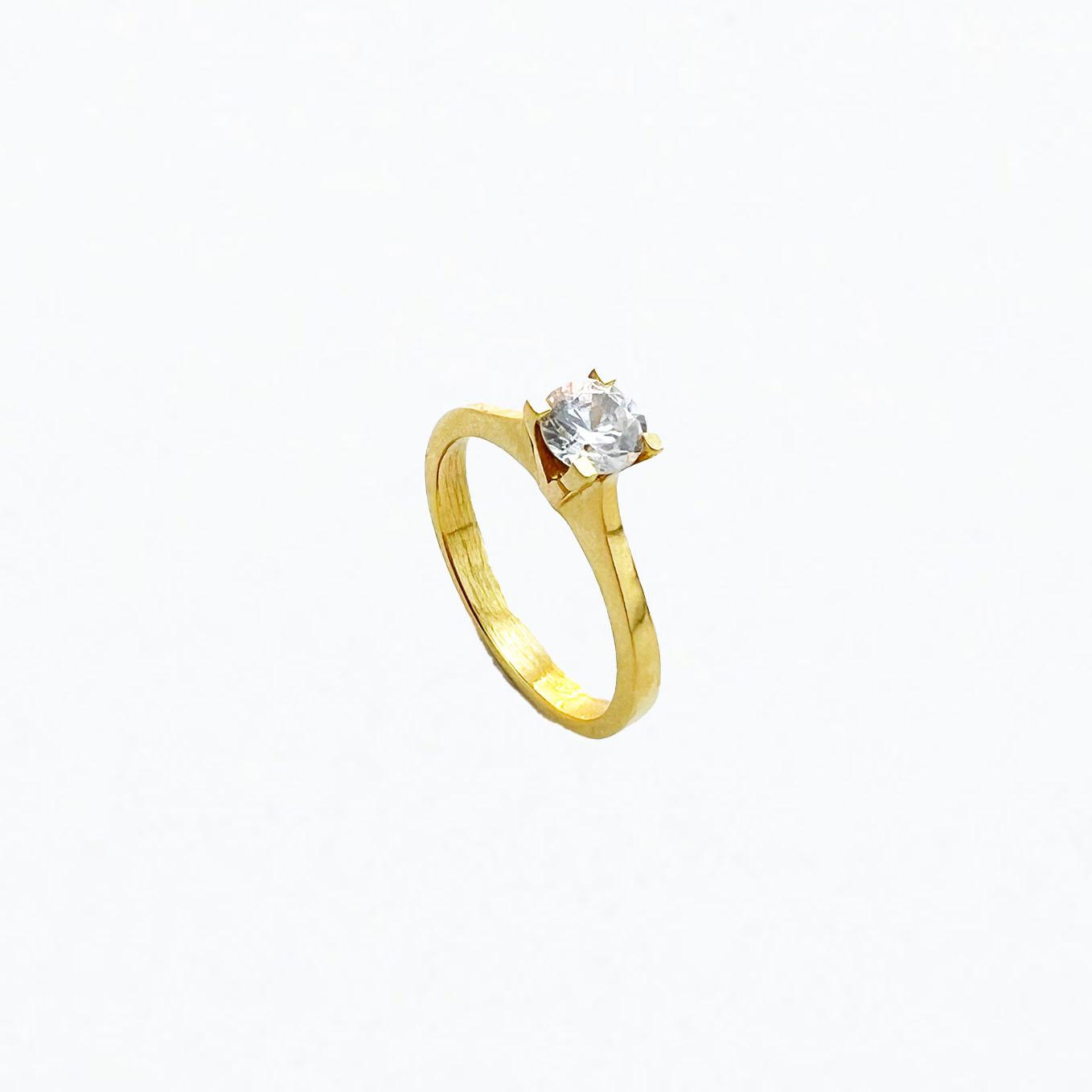 Bague de Mariage en Or Jaune 18K – Solitaire Chic et Romantique