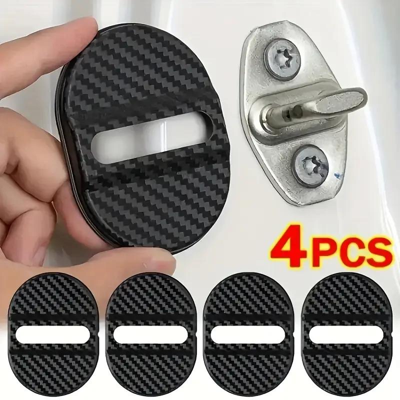 4 Couvre-Serrures Voiture Carbone - Protection Anti-Rayures ABS - Design Moderne Universel