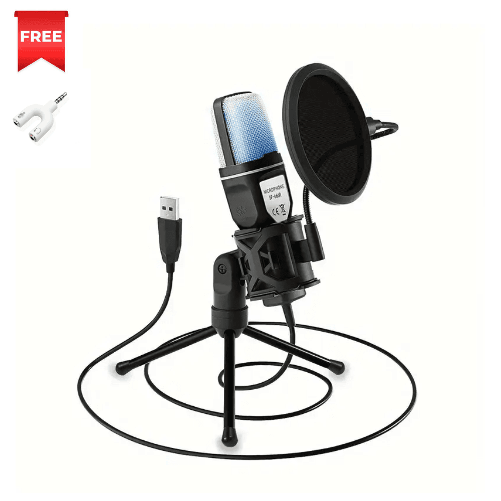 Microphone de jeu microphone USB PC pour videos de podcast, medias en direct
