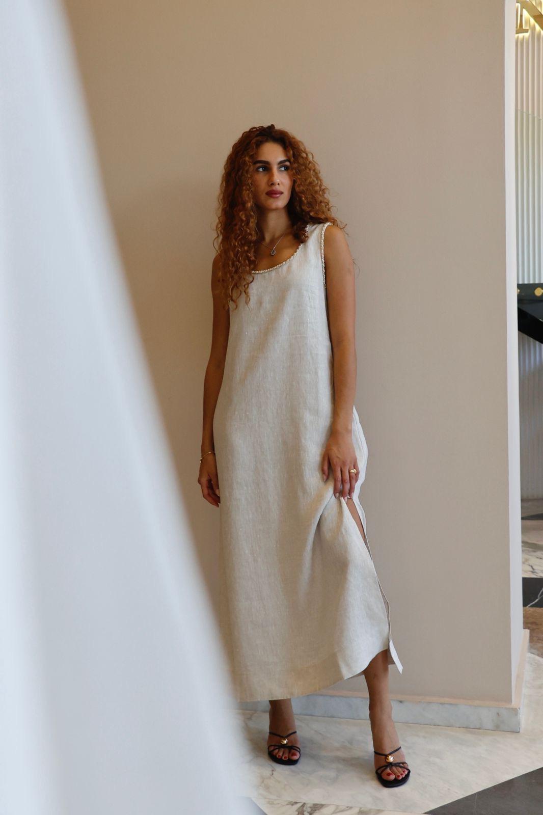 ROBE EN LIN BEIGE 