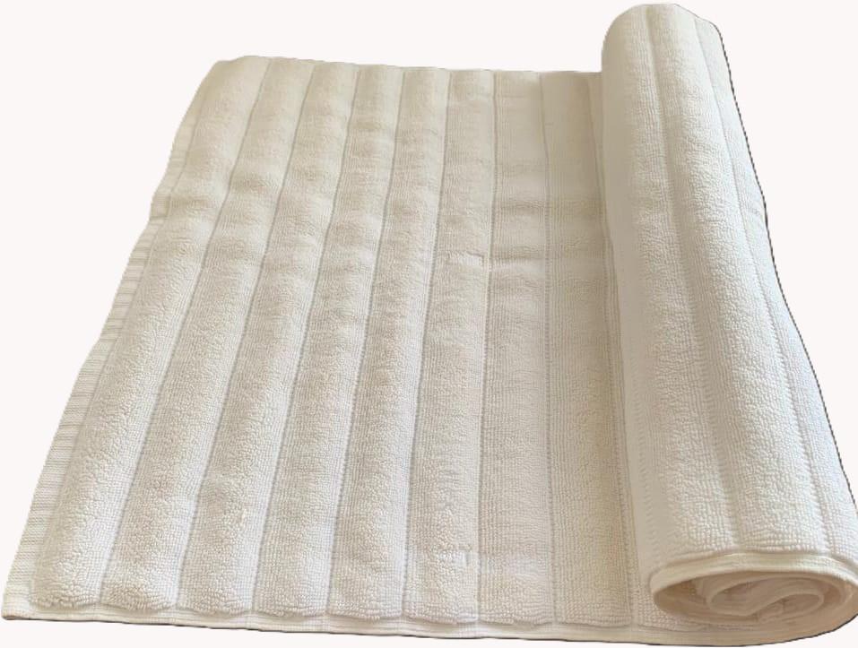 Tapis de bain strié blanc 