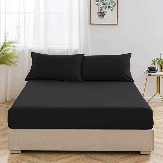 Drap housse 2  places -  Noir