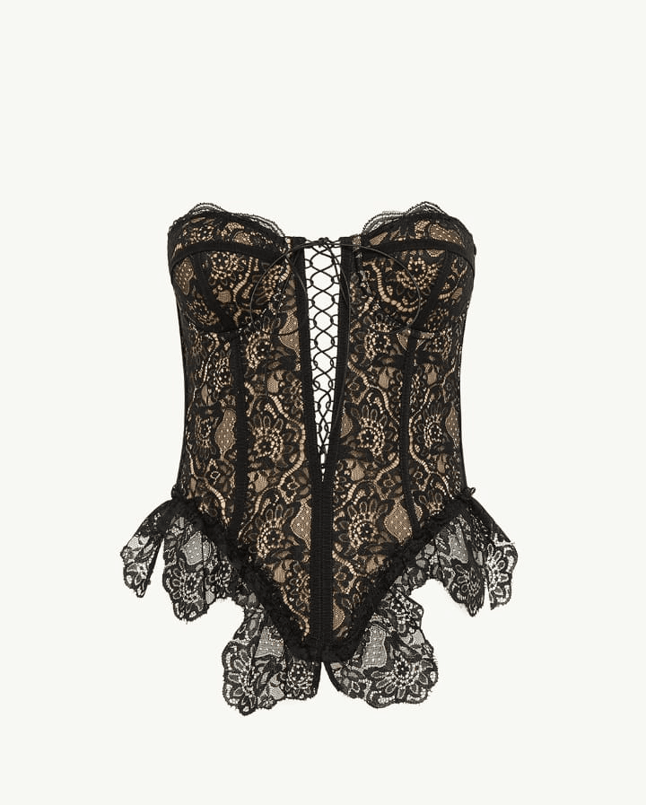 BUSTIER EN DENTELLE DÉCORÉE