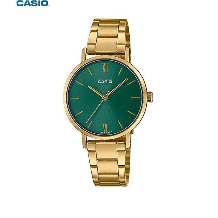 Montre Femme Bracelet en metal plaqué or cadran vert romain 3aiguilles-vt02g-3