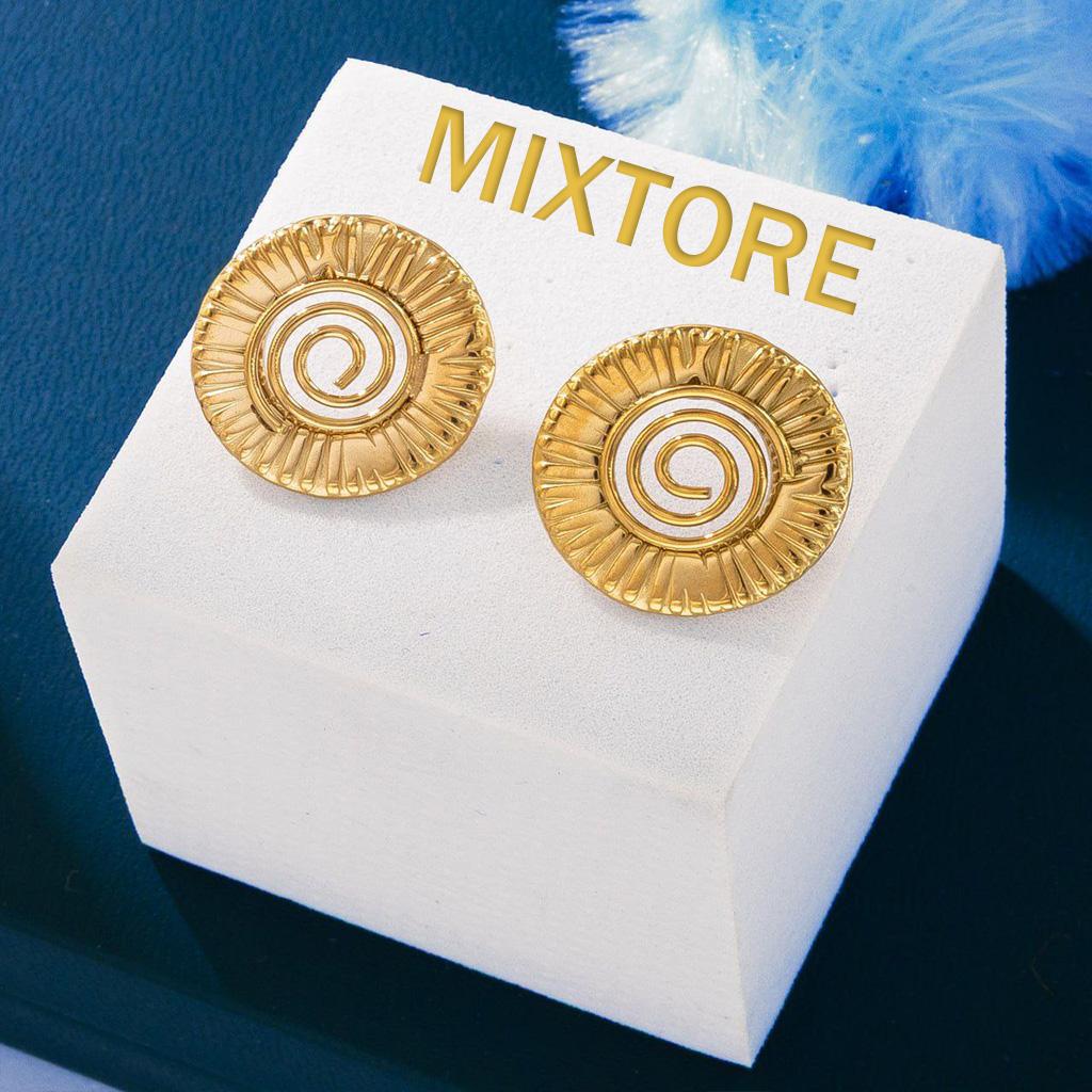 Boucles d'Oreilles Dorées "Spirale Solaire"