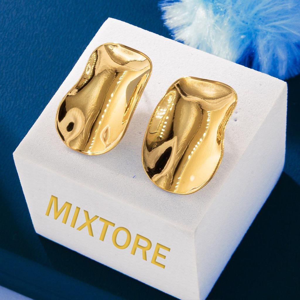 Boucles D’oreilles Dorées Effet Métal Fondu - en Acier Inoxydable