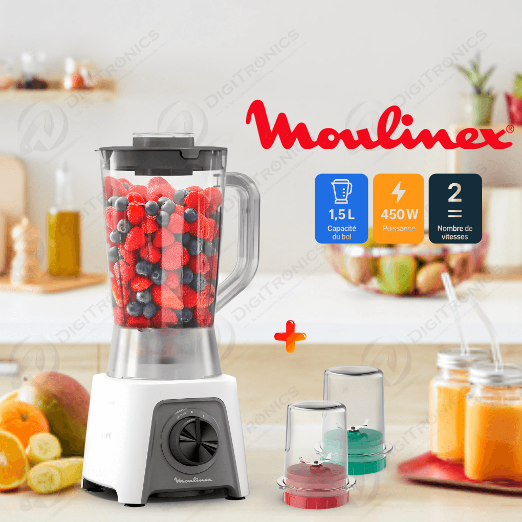 Blender Blendeo+ 1,5L, 450W, Broyeur & Hachoir Inclus, LM2C3110