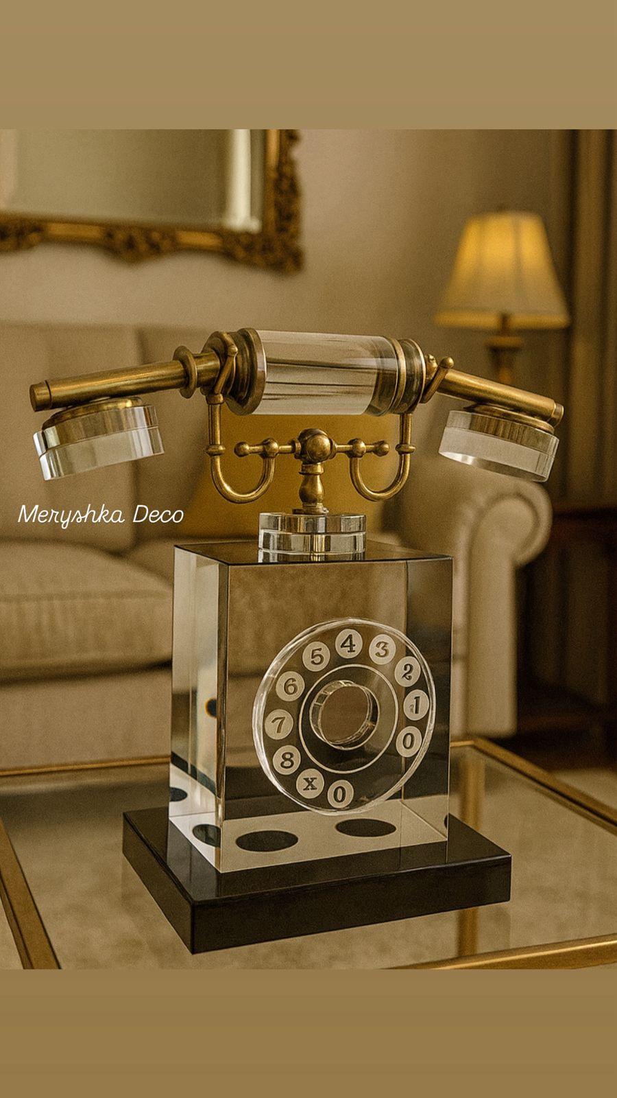 Téléphone vintage décoratif cristal & laiton