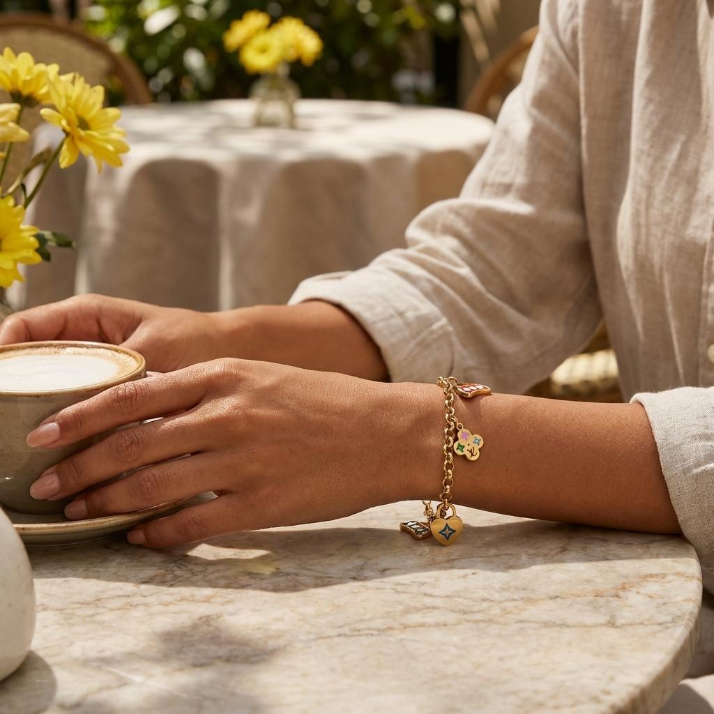 Gourmette chaîne avec colorés et design unique