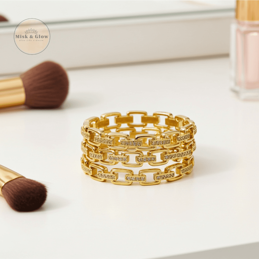 Trio Bracelet doré rectangulaire – éclat raffiné