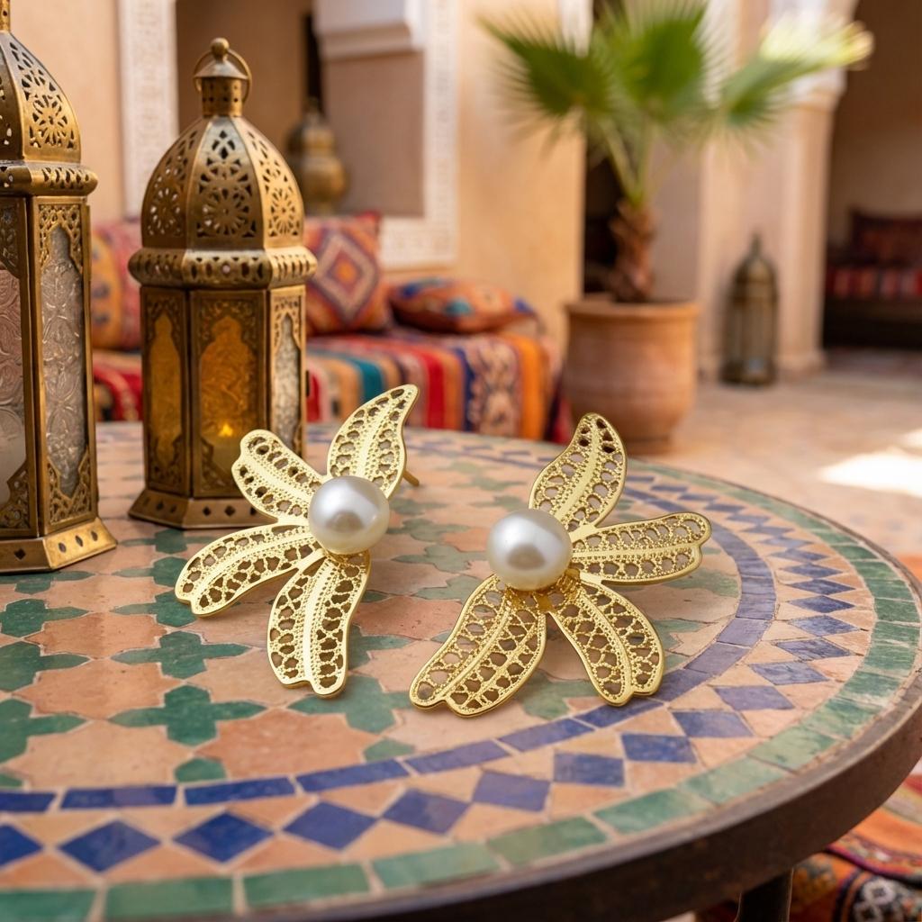 Boucles d’oreilles perle & filigrane – éclat poétique et finesse artisanal