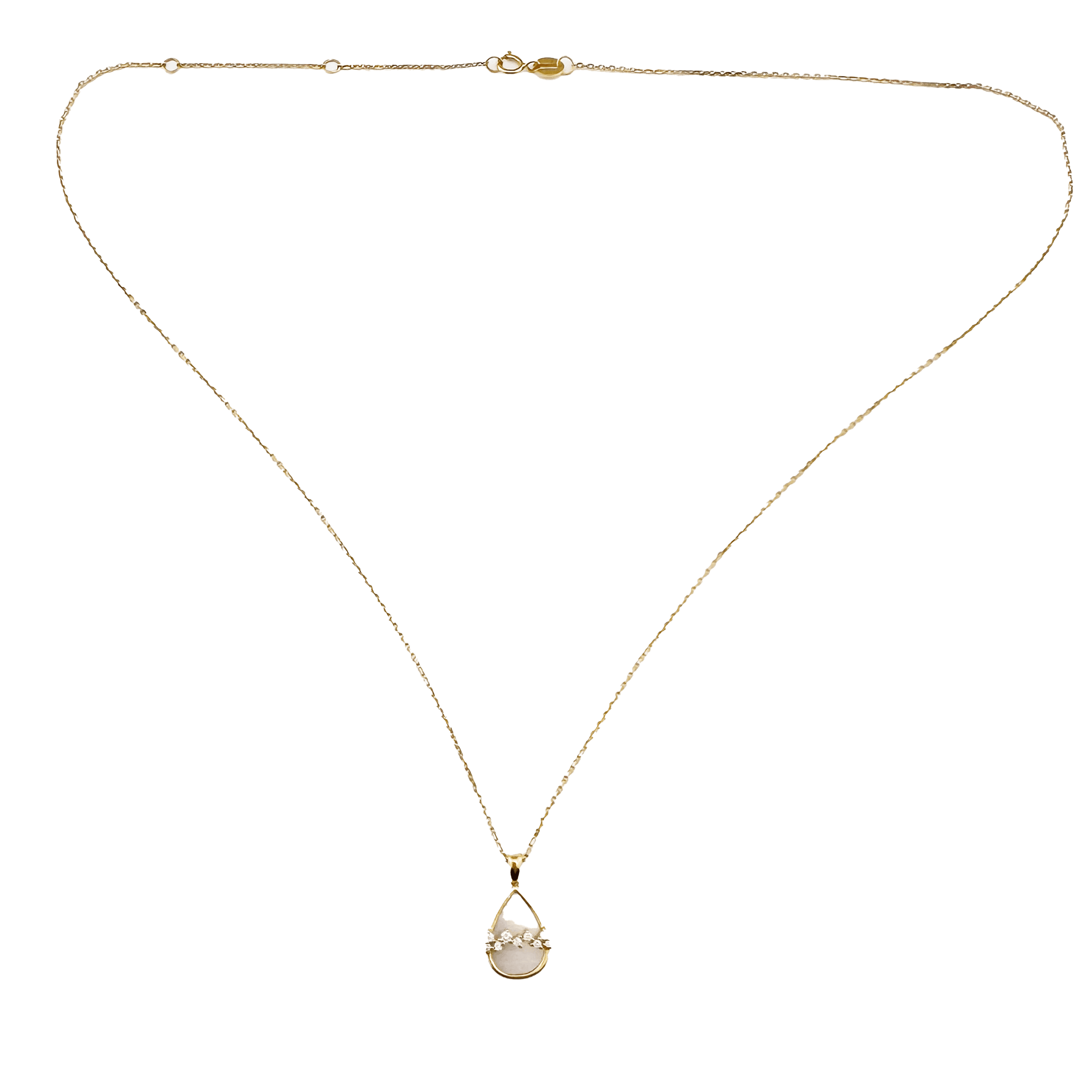 Collier Or Jaune 18K & Diamants Naturels – Pendentif Goutte Nacre, Éclat Subtil.