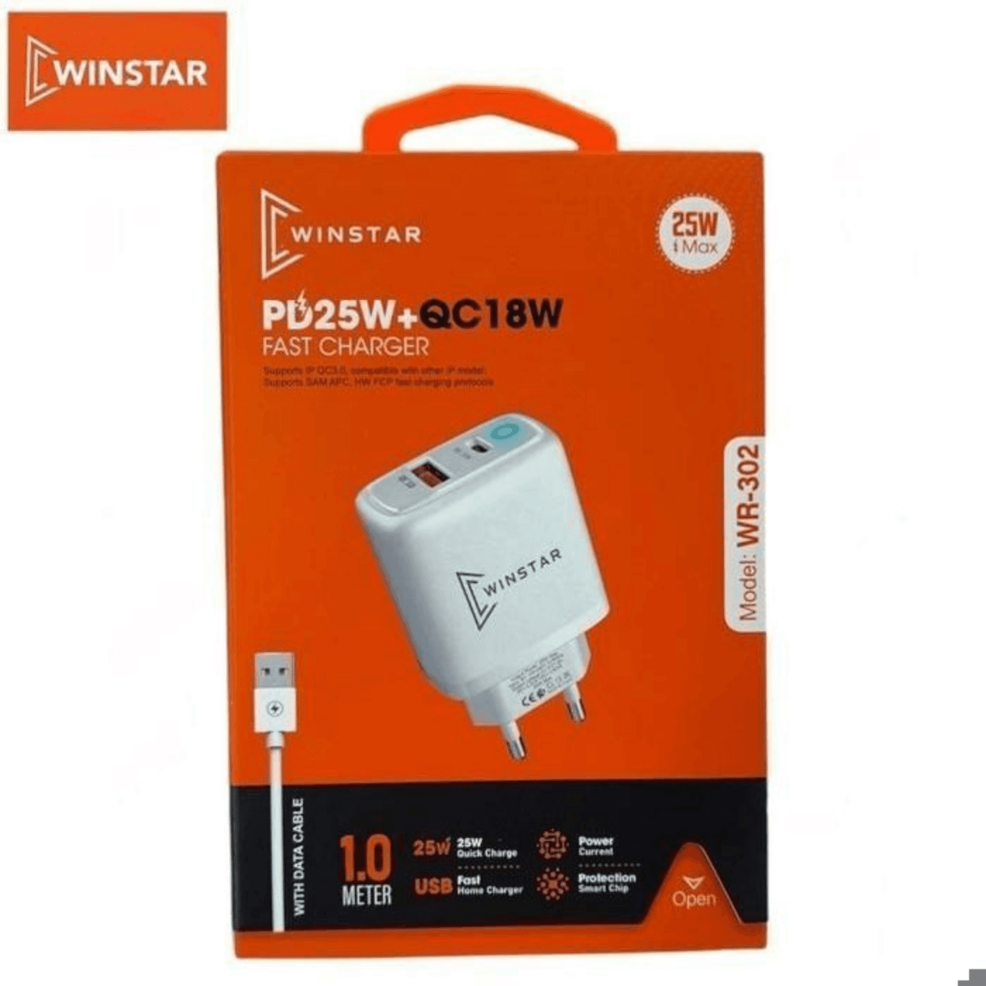 Chargeur - Wr302 - Câble 1m - Qc18w - Pd25w - Micro USB