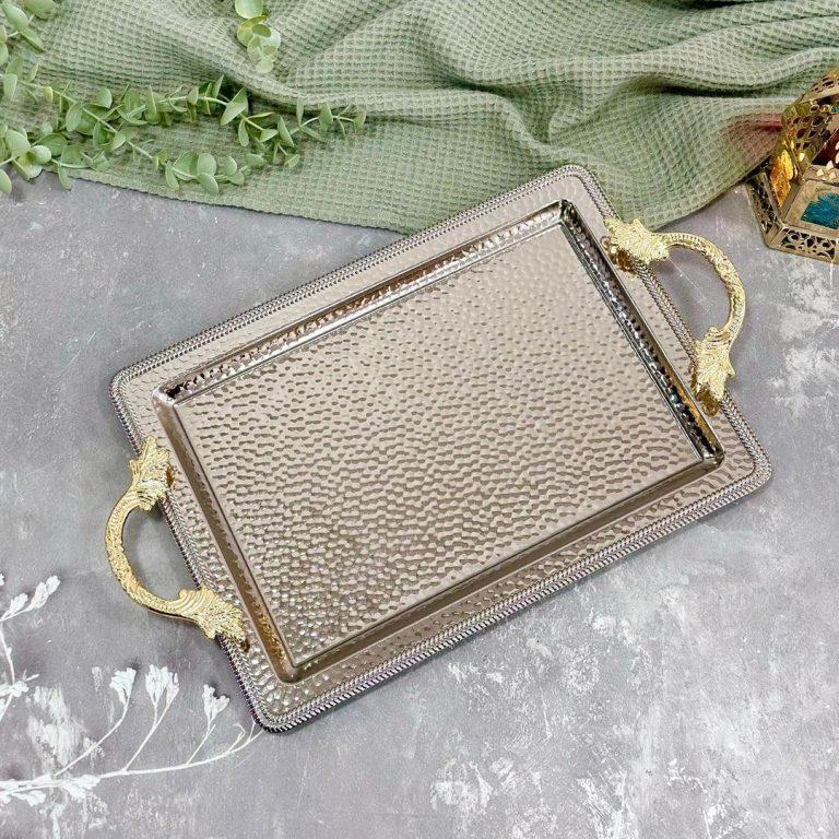 Plateau SENIA Rectangulaire en Acier Inoxydable Argenté