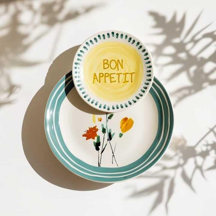 2 Assiettes en Porcelaine Imprimées Motifs 19cm et Assiette 25 cm -Compatible Lave Vaisselle