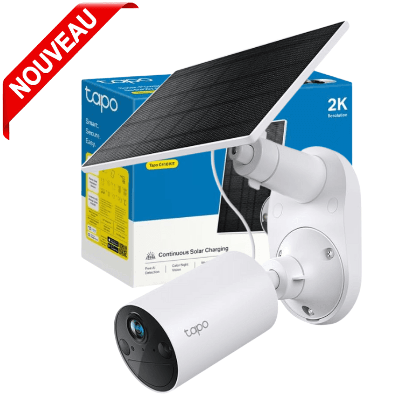 Caméra de Sécurité Solaire C410 Kit avec Batterie sans Fil 2k avec Base de Panneau Solaire