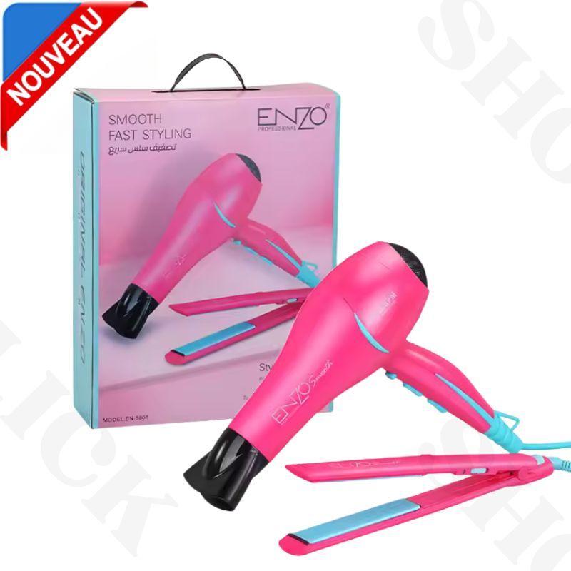 sèche-cheveux professionnel 2 IN 1 portable pour femmes, ensemble de lisseur et sèche-cheveux EN-8801