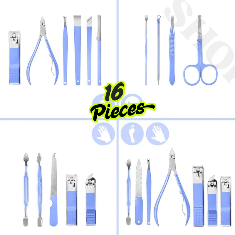 Ensemble dongles Outil de Coupe-Ongles 16 pièces en Acier Inoxydable avec cuillère à Oreille
