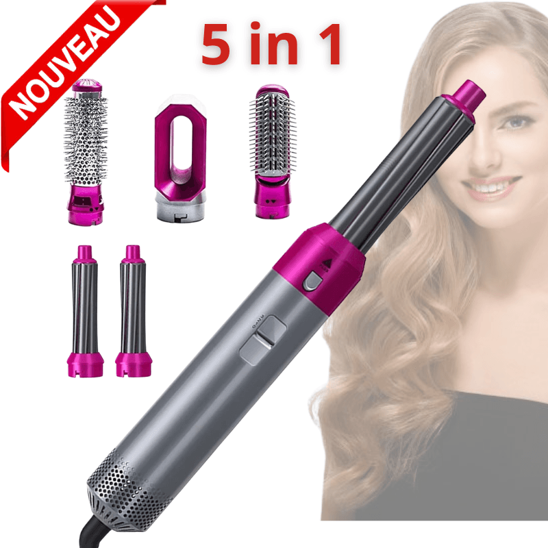 Brosse sèche-cheveux,à anions 5 en 1, kit de coiffure,tête de brosse interchangeable, professionnels