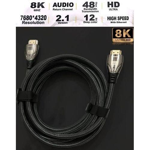 Câble HDMI 2.1 8K, mâle 8K/ 60Hz, supporte eARC, HDR10+, VRR, Dolby, HDCP 2.2/2.3