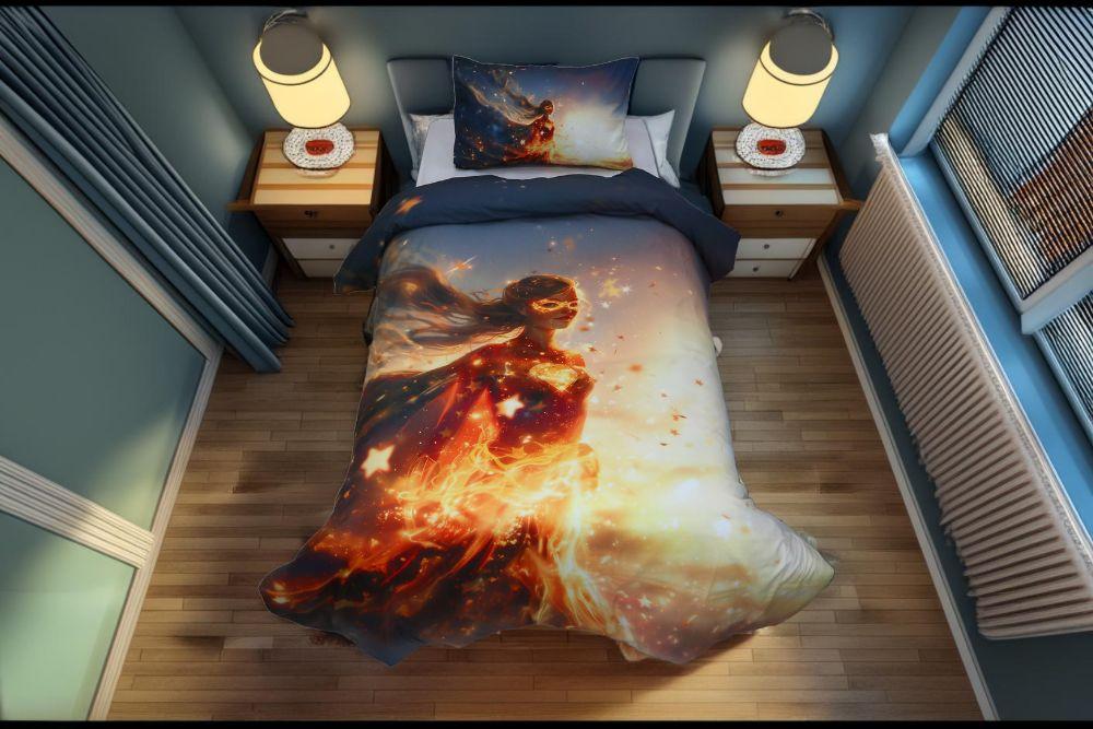 Housse de couette Fille Oracle de lOmbre + 1TO - 1 Place (160x220 cm) - Collection Galaxie des Héros