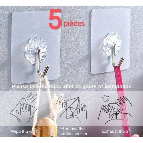 5 Pièces Crochet Mural Porte Auto-adhésif Porte Cintres Mural