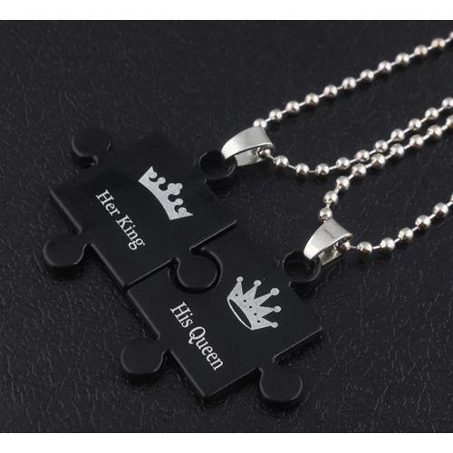 2 Pièce COLLIER Acier inoxydable Couple Cœur King and Queen