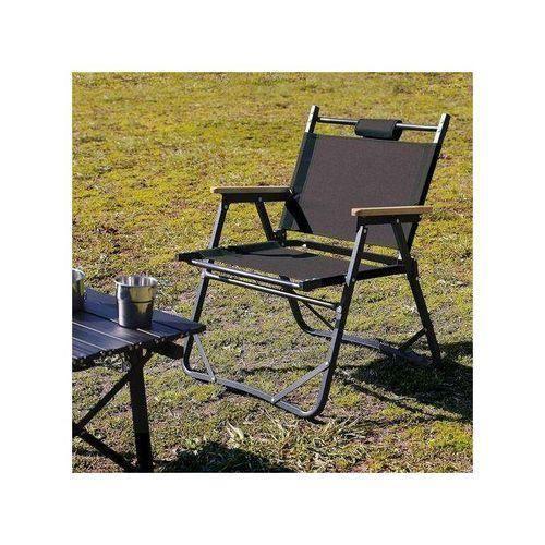 Chaise de Camping Pliable Ultralégère – Dossier Bas, Accoudoirs en Bois