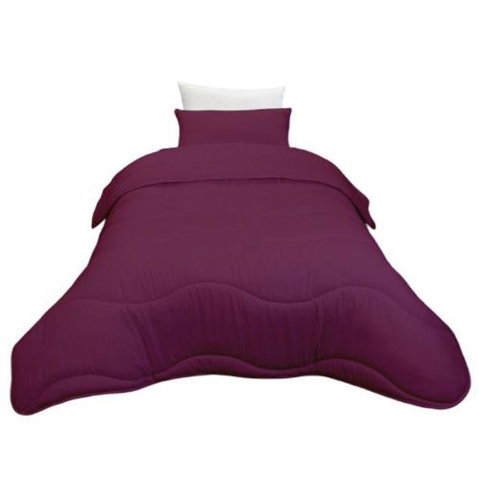 Couette Aubergine Microfibre Antiallergique (1Place) +2 Taie d’oreiller Offert