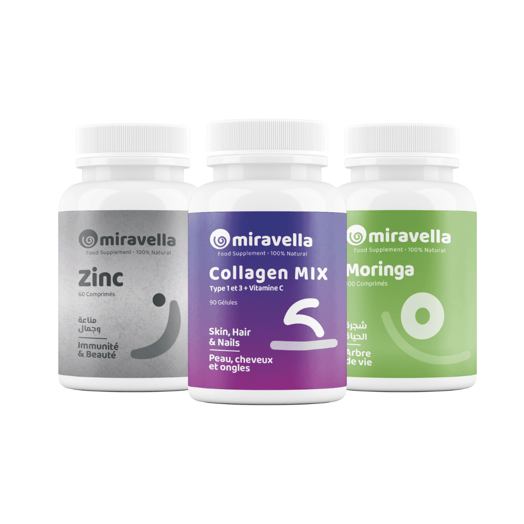 Pack Beauté Miravella Complément Alimentaire - Collagène Mix, Zinc et Moringa