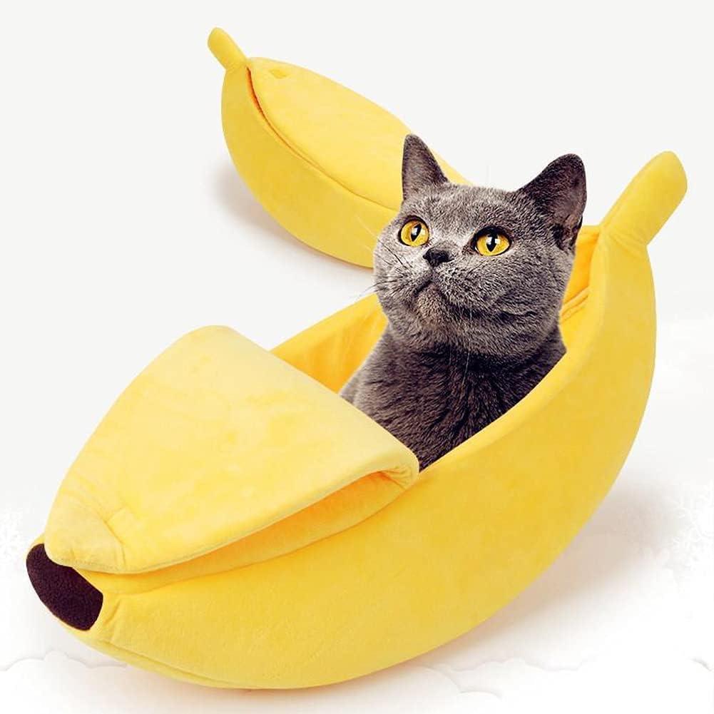Cat Bed Banana-Shaped – Soft Plush House for Small Pets