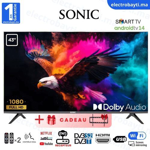 - 43 Smart tv Full HD Système avec Dolby Audio, Récepteur Intégré, TNT HD Garantie 2ans