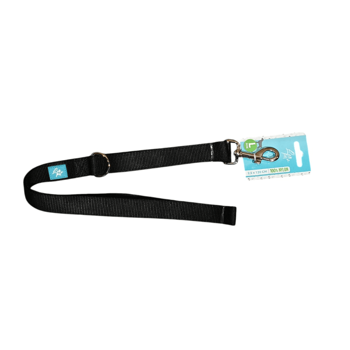 Leopet laisse en nylon noir L 120x2,5 cm