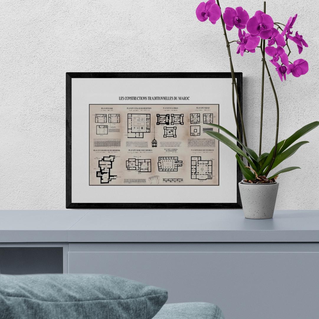 Affiche : les constructions traditionnelles, architecture du Maroc