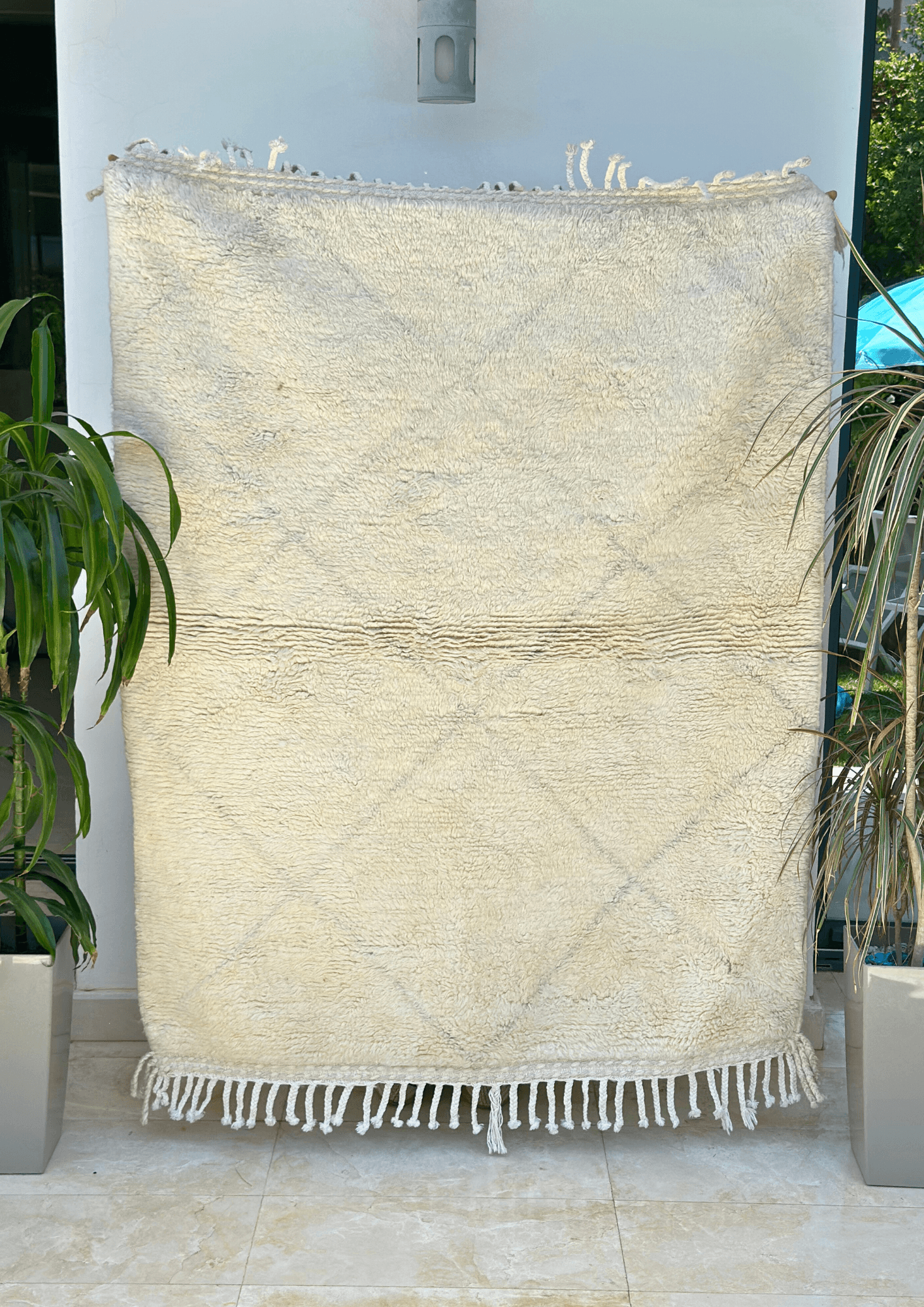 Tapis berbère Mrirt crème 100% laine de mouton - 163cm / 122cm