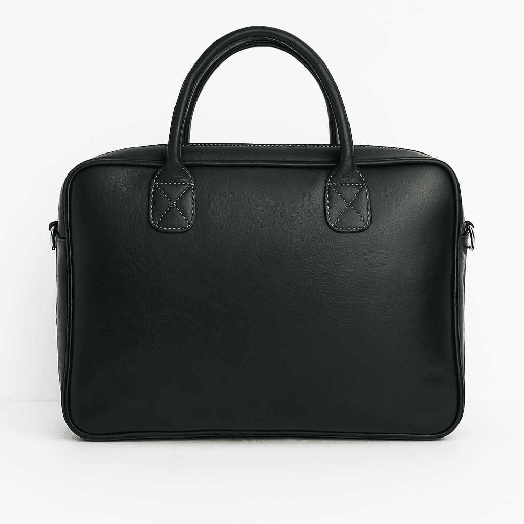 Sacoche pour ordinateur portable en cuir noir - Élégance marocaine artisanale