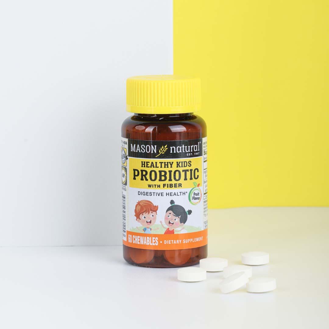 Probiotiques en Bonne Santé pour Enfants avec Fibres, 60 Comprimés à Croquer