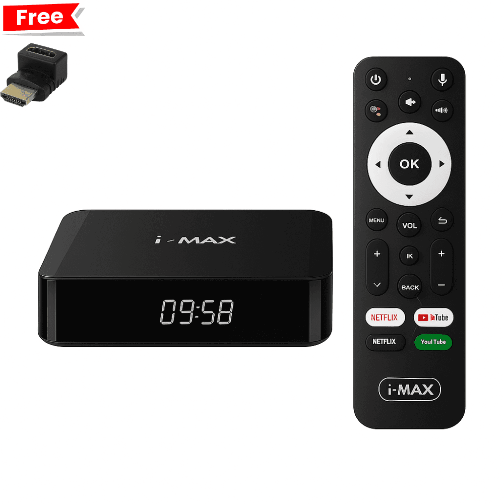 I-MAX 4K Boitier de Streaming avec Google TV, Chromecast et Commande Vocale + adaptateur hdmi gratuit
